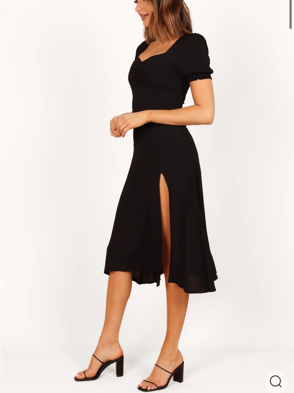 Elegant Black Midi Dress with Side Slit - Picture 3 of 8